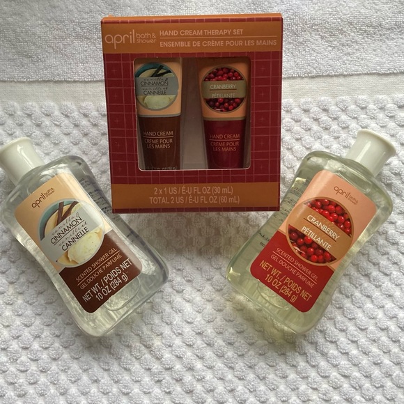 New 4pc Bundle April Shower Bath Scented Cinnamon Cranberry Hand Cream ShowerGel - Picture 2 of 7